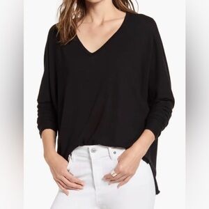 Frank & Eileen Tee Lab Dolan Long Sleeve Top Blouse Black Buttery Soft Coastal